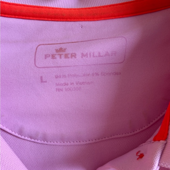 Peter Millar Pink and Coral Golf Shirt, sz L - Picture 3 of 5